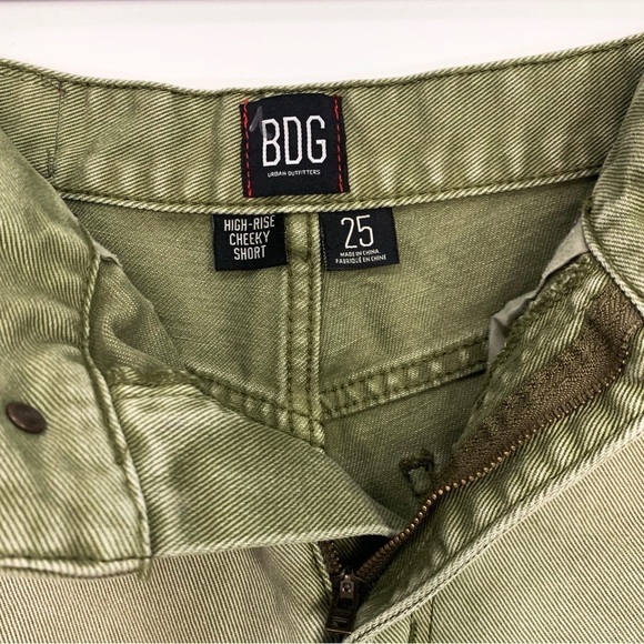 Urban Outfitters BDG High Rise Cheeky Frayed Festival Denim Short Moss Green, 25 - Picture 5 of 7